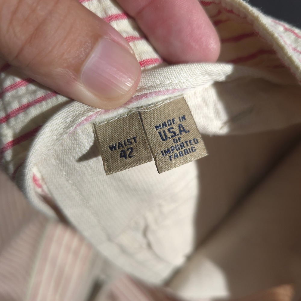 Bills Khakis Parker Shorts Mens 42 Red Striped Seersucker Standard Fit USA Chino - Picture 9 of 12